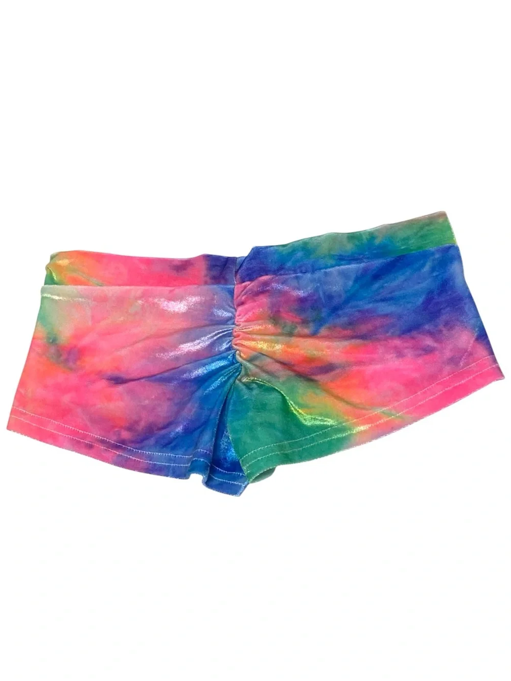 iHeartRaves Multicolor Tie-Dye Velvet Athletic Shorts scrunchie butt booty short